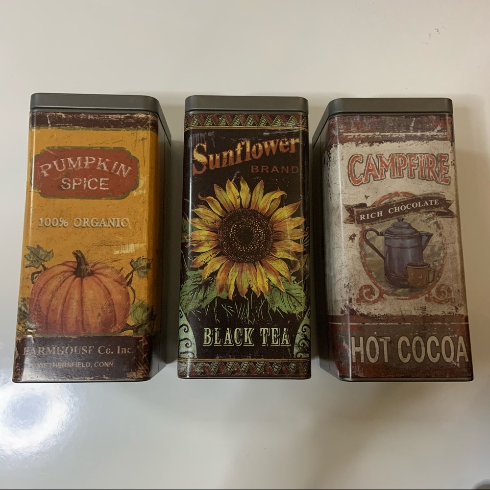 ☑️ SOLD ☑️ 3 piece Ashland tin canisters vintage